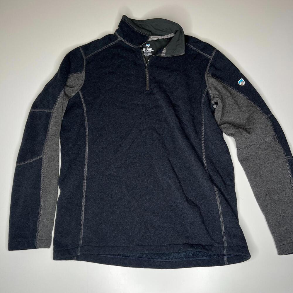 KÜHL Born in the Mountains Men’s Medium 1/4 Zip Pullover Fleece Navy Gray